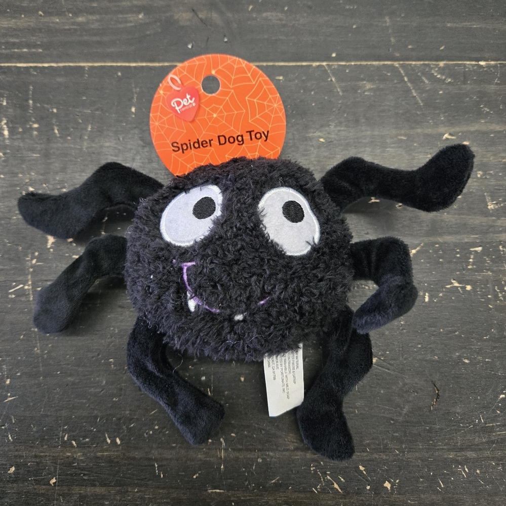 Black Spider Plush Dog Squeakee Toy